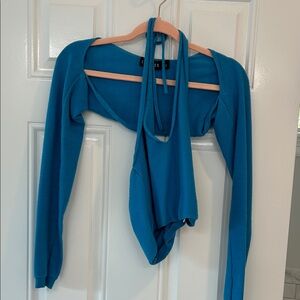 Lioness Teal Long Sleeve Crop Top